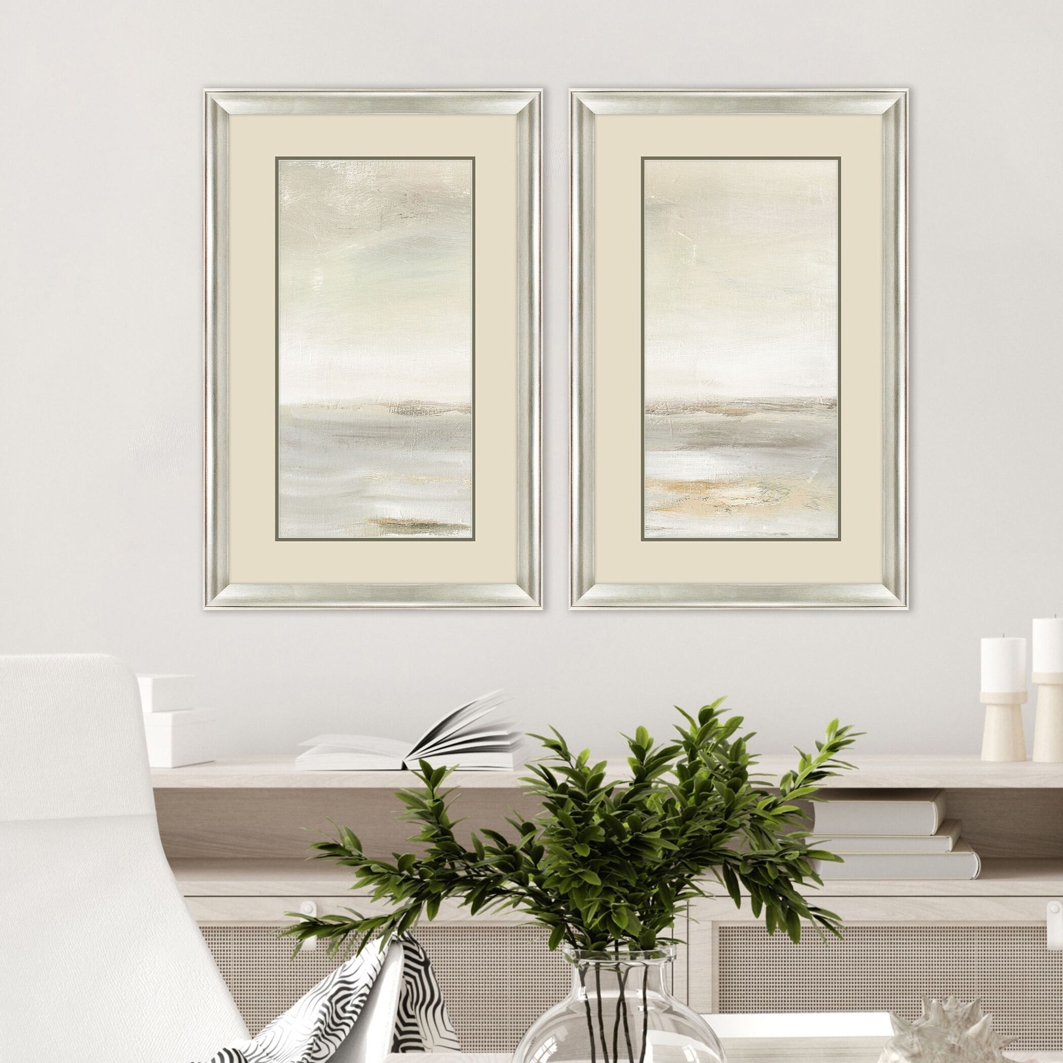 Secluded Ocean Green and Brown and Neutral Framed Art, Propac