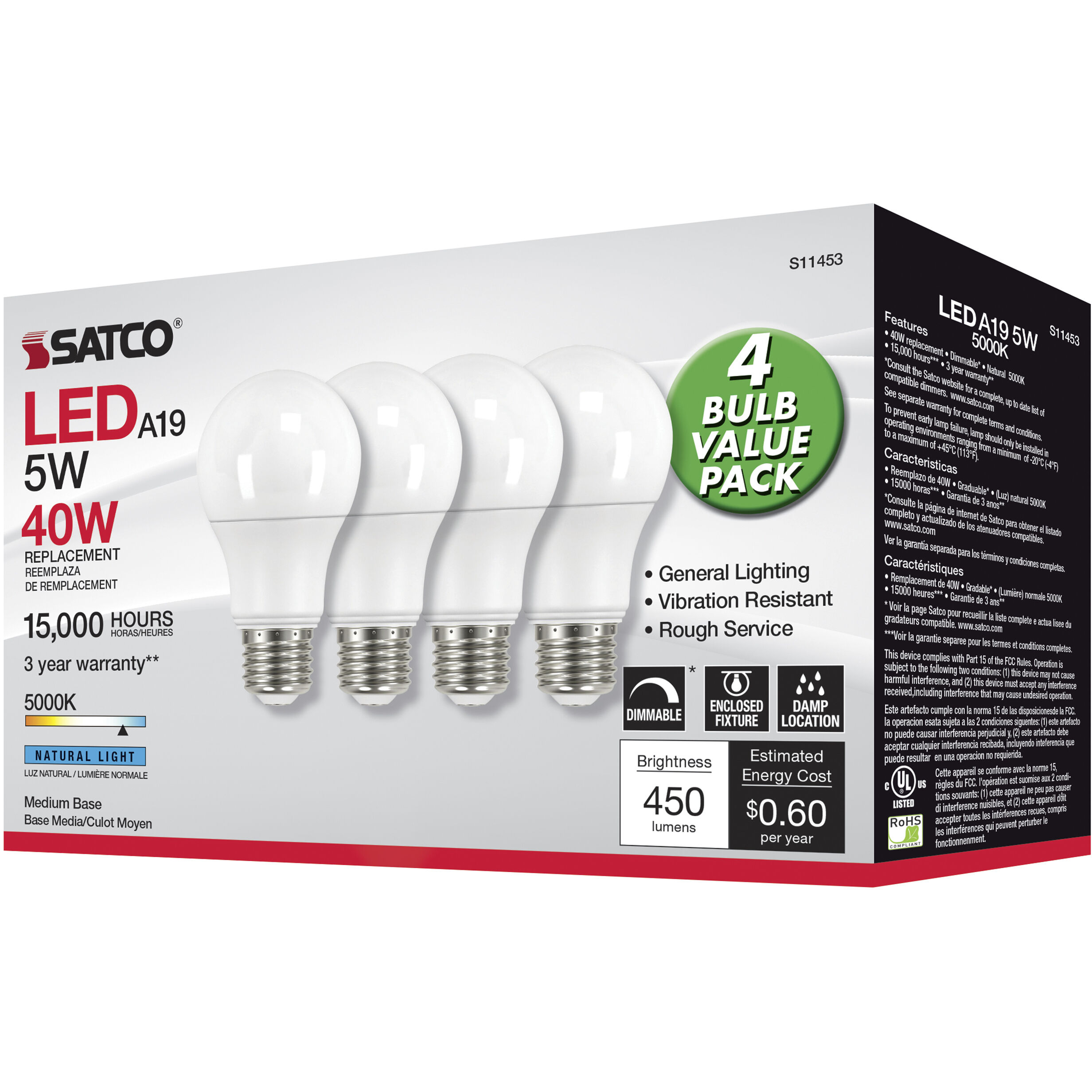 Lumos LED Medium Type A 5.00 watt 5000K Light Bulb