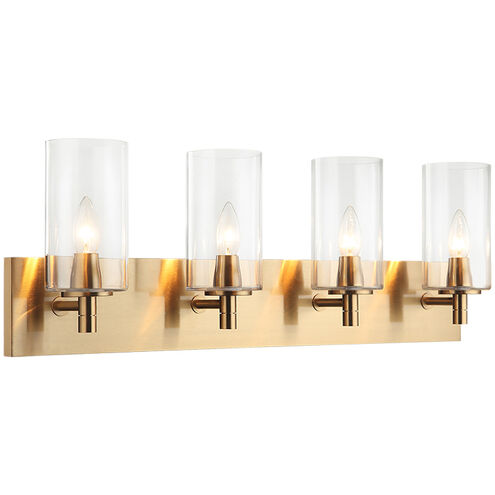 Candela Wall Sconce Wall Light in Aged Gold Brass and Clear