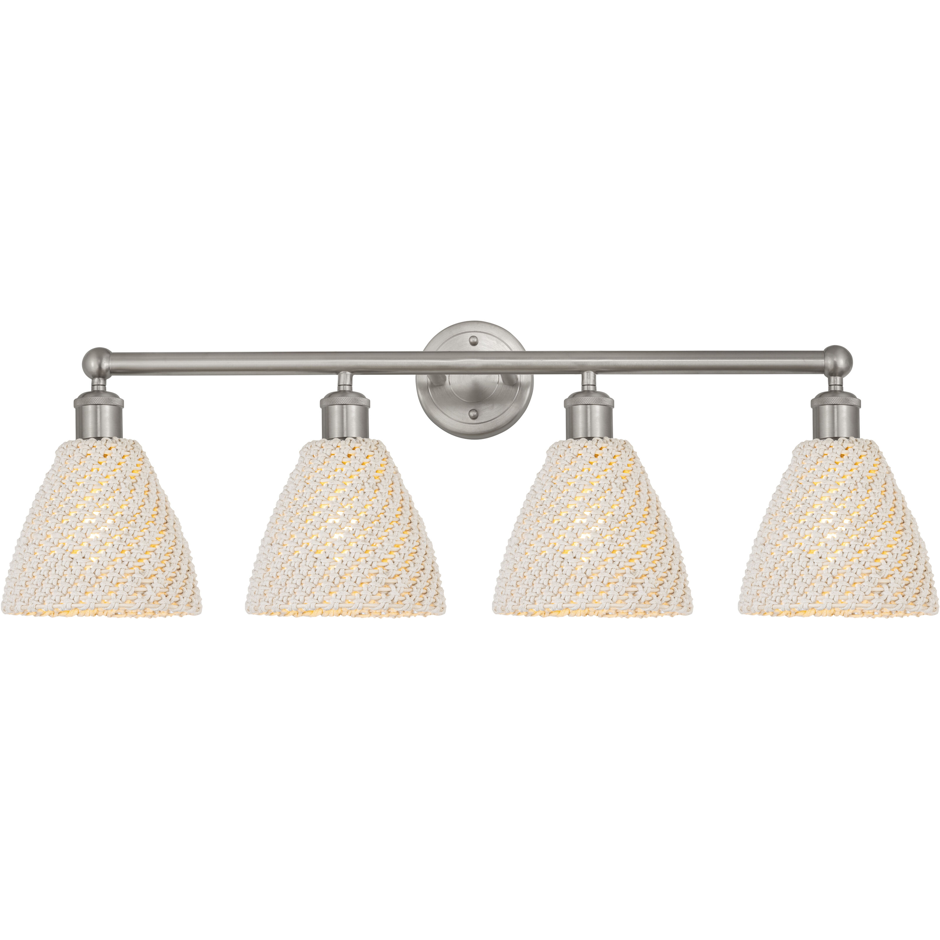Edison Bristol Natural 4 Light 34.5 inch Brushed Satin Nickel Bath Vanity Light Wall Light
