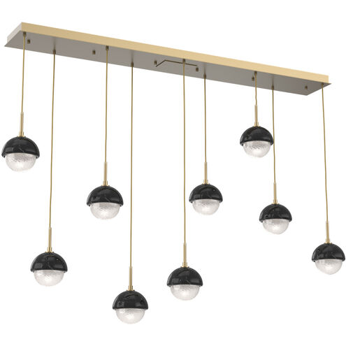 Cabochon LED 66.2 inch Gilded Brass with Black Marble Linear Multi-Pendant Ceiling Light in 2700K LED, Opal White