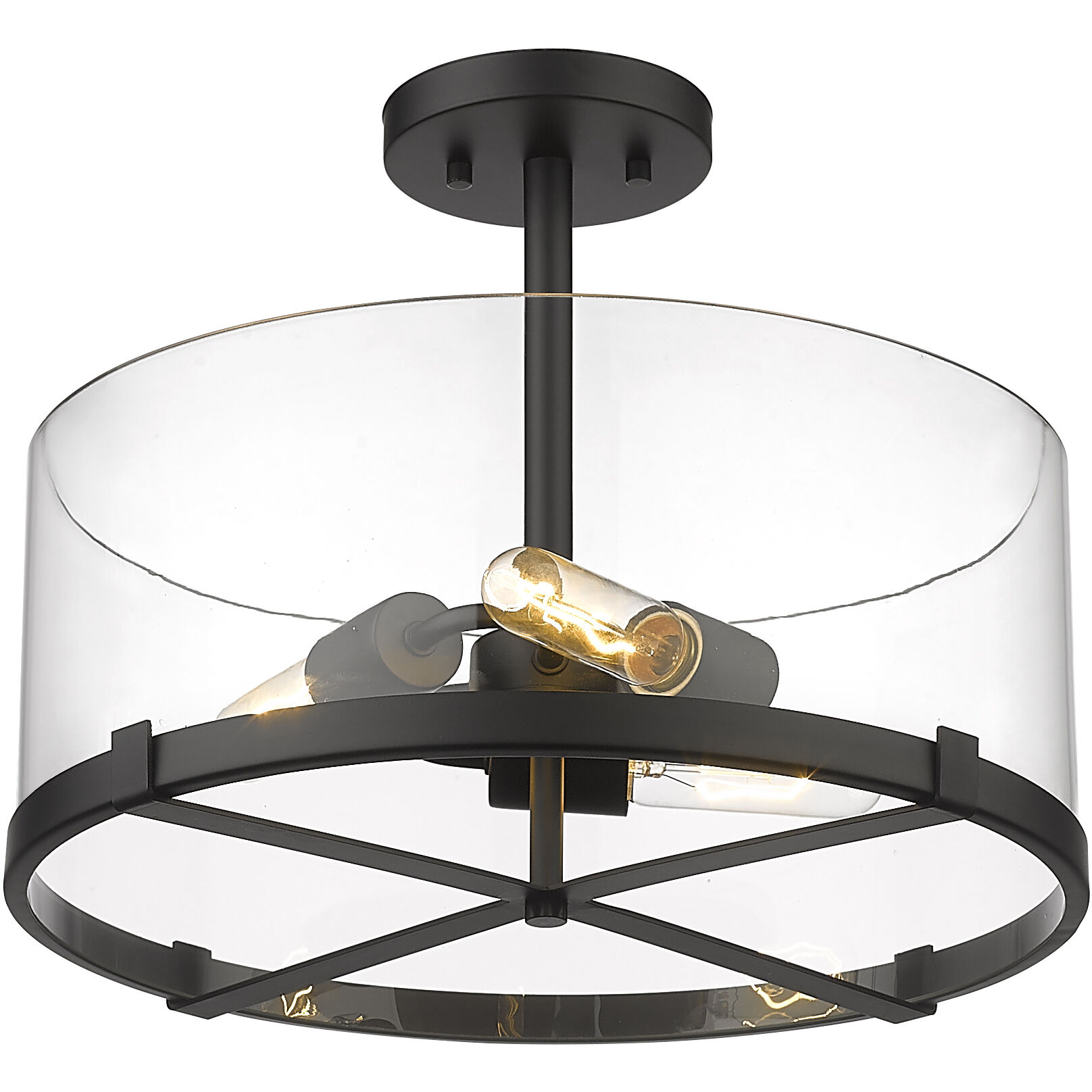Callista 3 Light 16.5 inch Matte Black Semi Flush Mount Ceiling Light