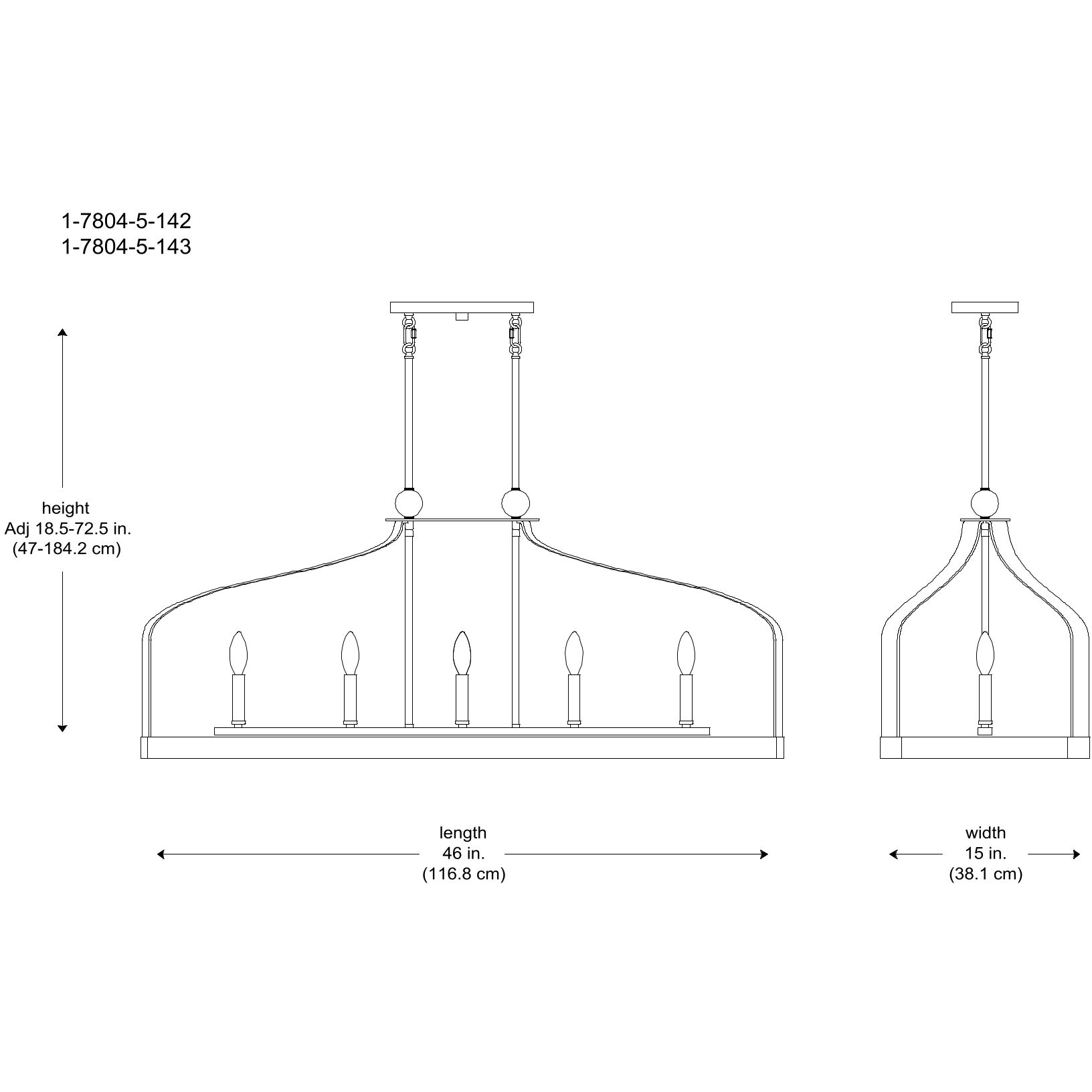 Sheffield 5 Light 46 inch White with Warm Brass Accents Linear Chandelier Ceiling Light in White/Warm Brass