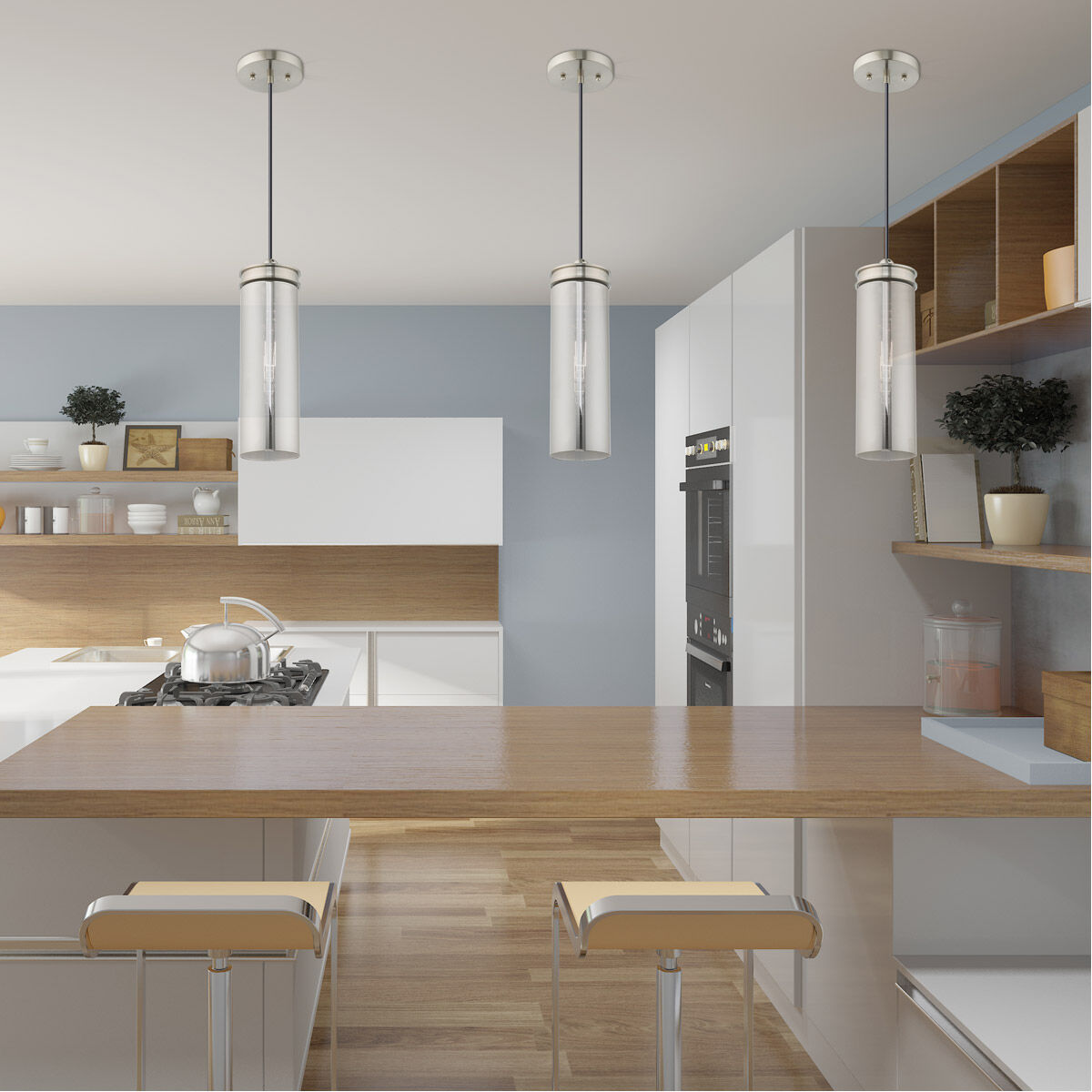 Art Glass 1 Light 5 inch Brushed Nickel Mini Pendant Ceiling Light