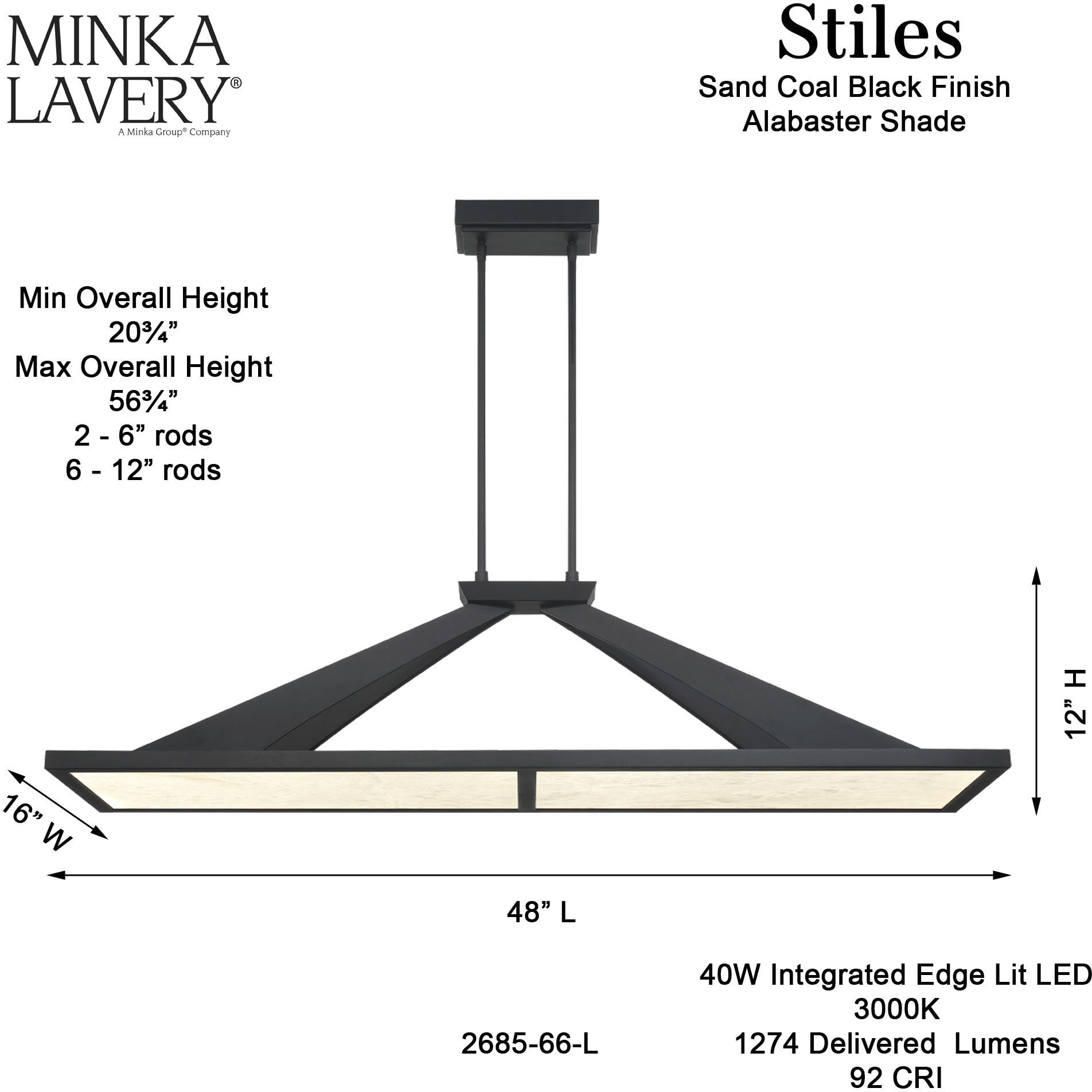 Stiles LED 48 inch Sand Coal Island Chandelier Ceiling Light