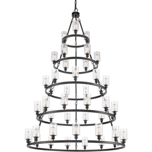 Ballston Saloon LED 60 inch Matte Black Chandelier Ceiling Light in Clear Glass