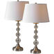 Venezia 14 inch 100 watt Satin Nickel Table Lamp Portable Light, Set of 2