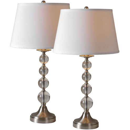 Venezia 14 inch 100 watt Satin Nickel Table Lamp Portable Light, Set of 2