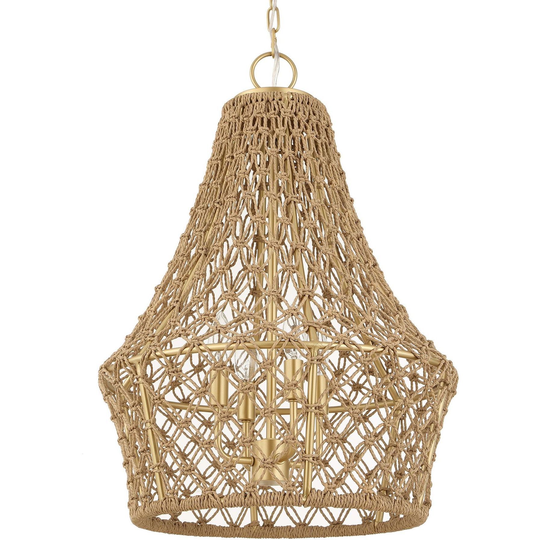 Macrame 4 Light 18 inch Brushed Gold Pendant Ceiling Light