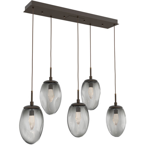 Meteo LED LED Flat Bronze Linear Pendant Ceiling Light in 3000K LED, Geo Inner - Smoke Outer, Multi-Port