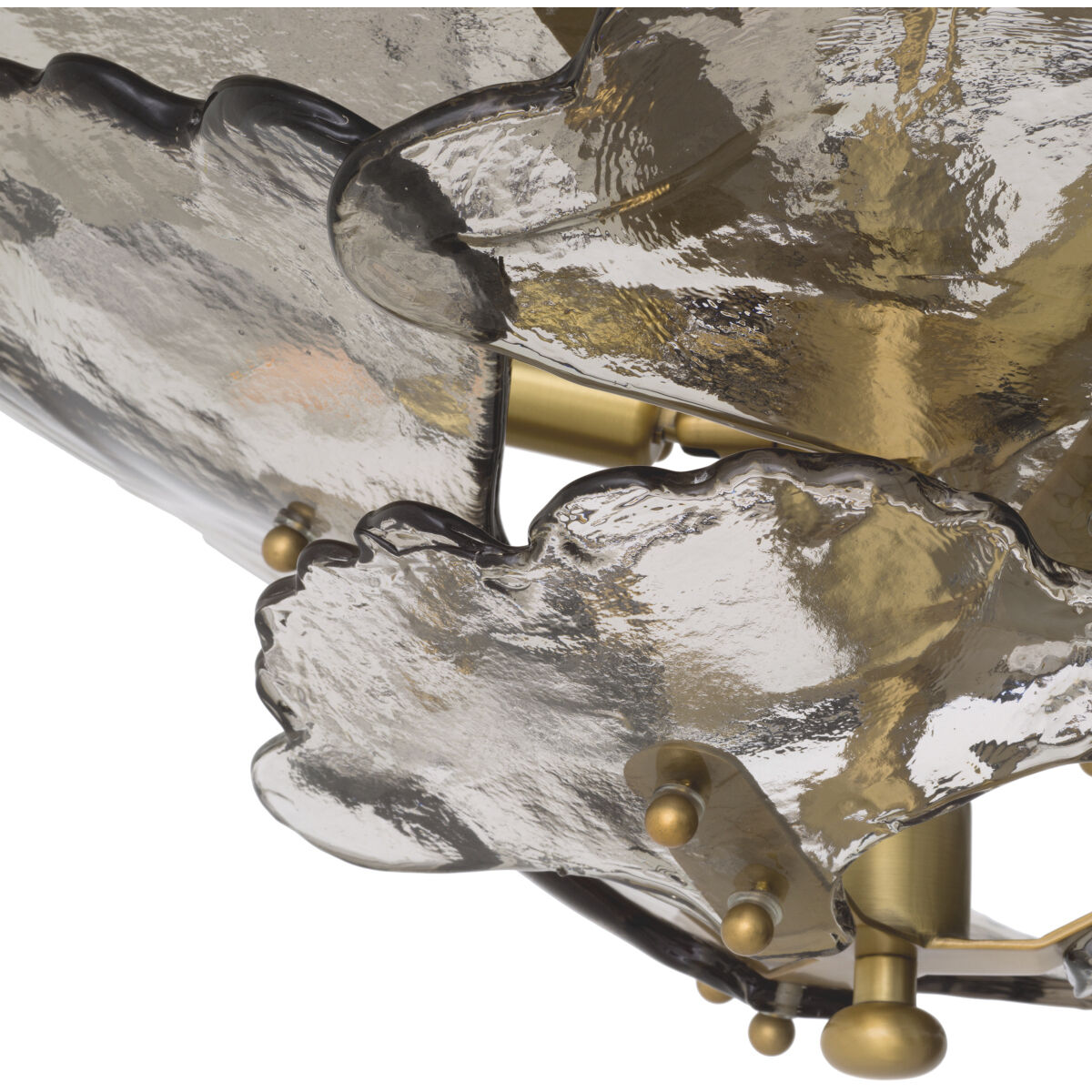 Florina 9 Light 32.68 inch Antique Brass Chandelier Ceiling Light in Smoke Glass