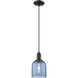 Arcadia Bella 1 Light 5.5 inch Matte Black Mini Pendant Ceiling Light in Blue