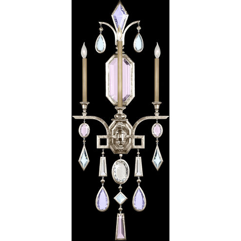 Encased Gems 3 Light 19 inch Silver Sconce Wall Light in Multi-Colored Crystal