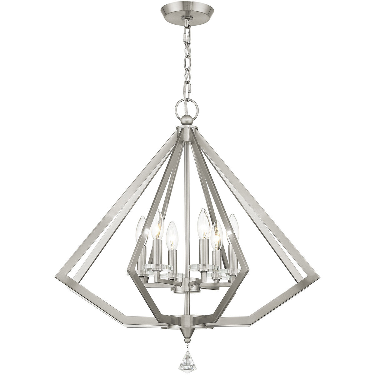 Diamond 6 Light 25 inch Brushed Nickel Chandelier Ceiling Light