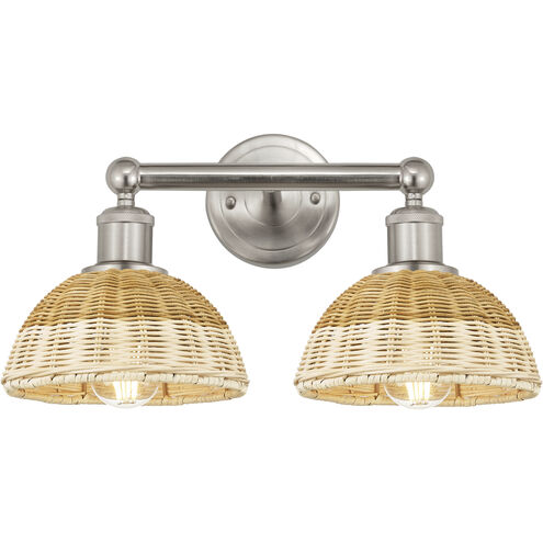 Edison Bristol Natural II 2 Light 17 inch Brushed Satin Nickel Bath Vanity Light Wall Light