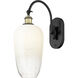 Ballston Brookhaven Flute 1 Light 7 inch Black Antique Brass Swing Arm Sconce Wall Light in Opal Glass