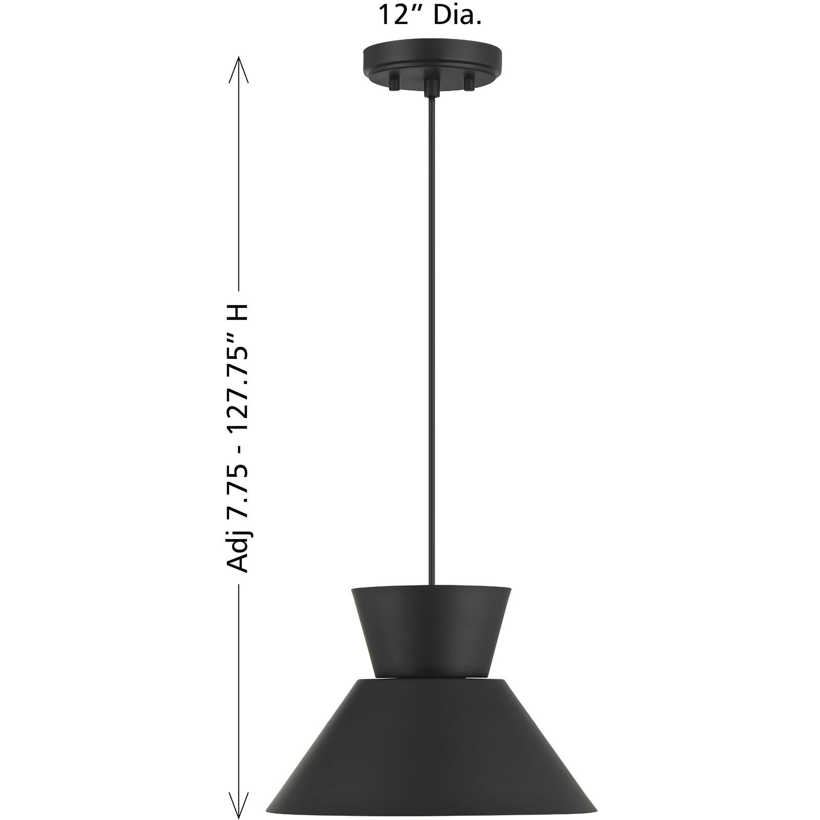 Mid-Century Modern 1 Light 12 inch Matte Black Pendant Ceiling Light