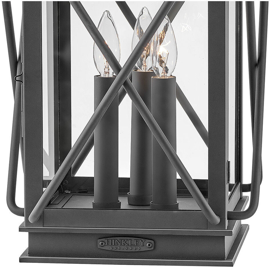 Montecito 3 Light 18.5 inch Museum Black Outdoor Pier Mount Lantern in Non-LED