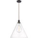 Ballston Cone LED 16 inch Oil Rubbed Bronze Pendant Ceiling Light in Clear Glass, Black Textured