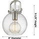 Downtown Urban Newton Sphere 1 Light 8 inch Satin Nickel Mini Pendant Ceiling Light in Matte White