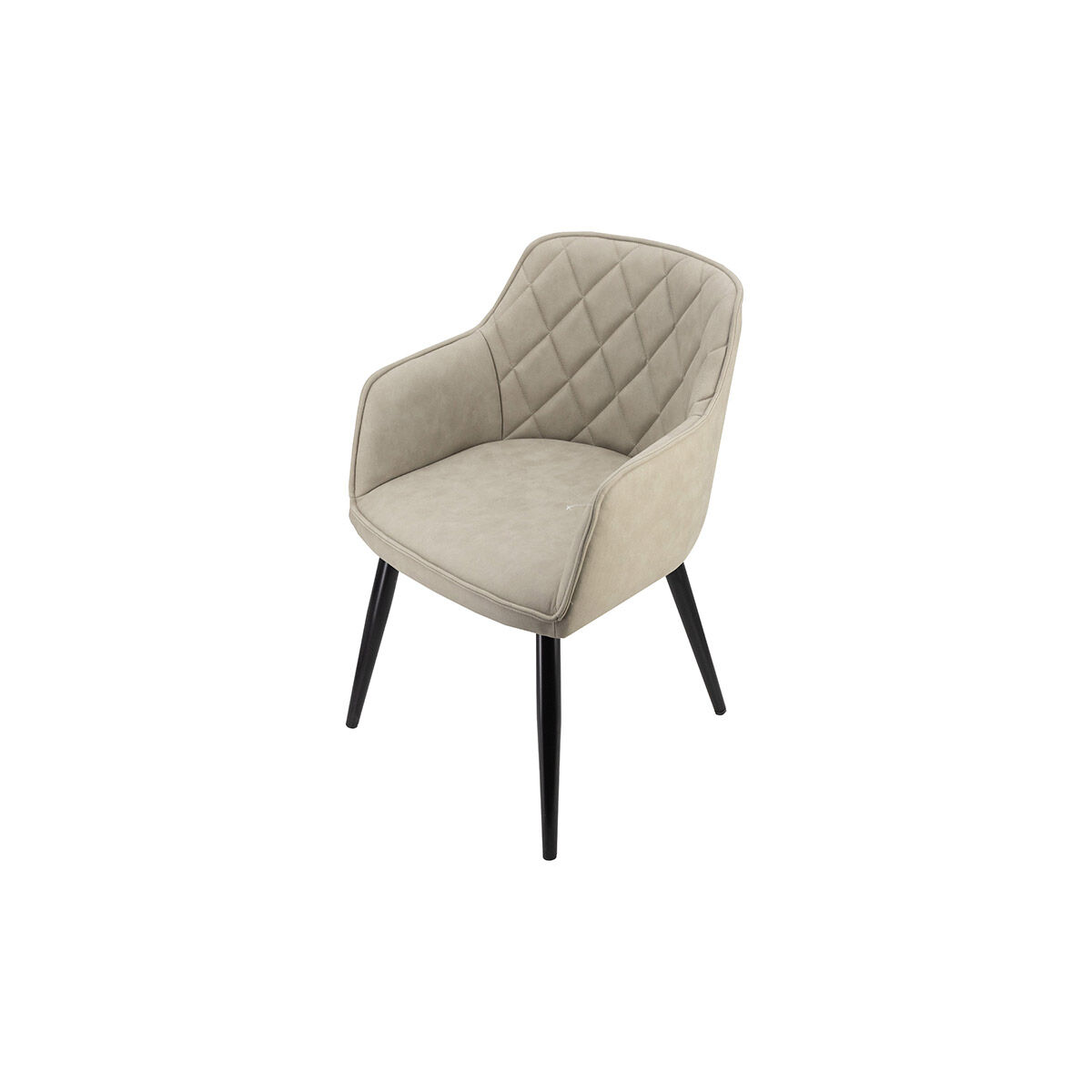 Quilted Back Black Dining Chair in Beige