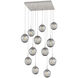 Aster Incandescent 12 Light Beige Silver Chandelier Ceiling Light, Square Multi-Port