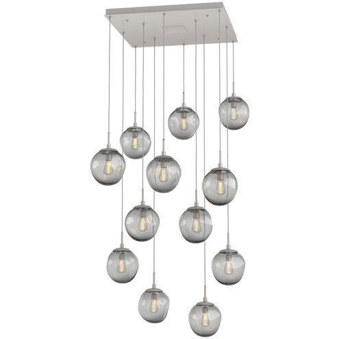 Aster Incandescent 12 Light Beige Silver Chandelier Ceiling Light, Square Multi-Port