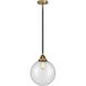 Nouveau 2 Beacon 1 Light 10 inch Black Antique Brass Mini Pendant Ceiling Light in Incandescent, Seedy