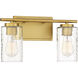 Transitional 2 Light 15 inch Natural Brass Bathroom Vanity Light Wall Light
