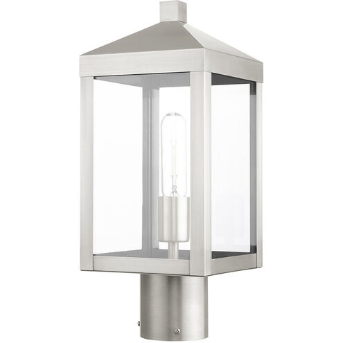 Nyack 1 Light 15 inch Brushed Nickel Outdoor Post Top Lantern