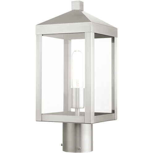 Nyack 1 Light 15 inch Brushed Nickel Outdoor Post Top Lantern