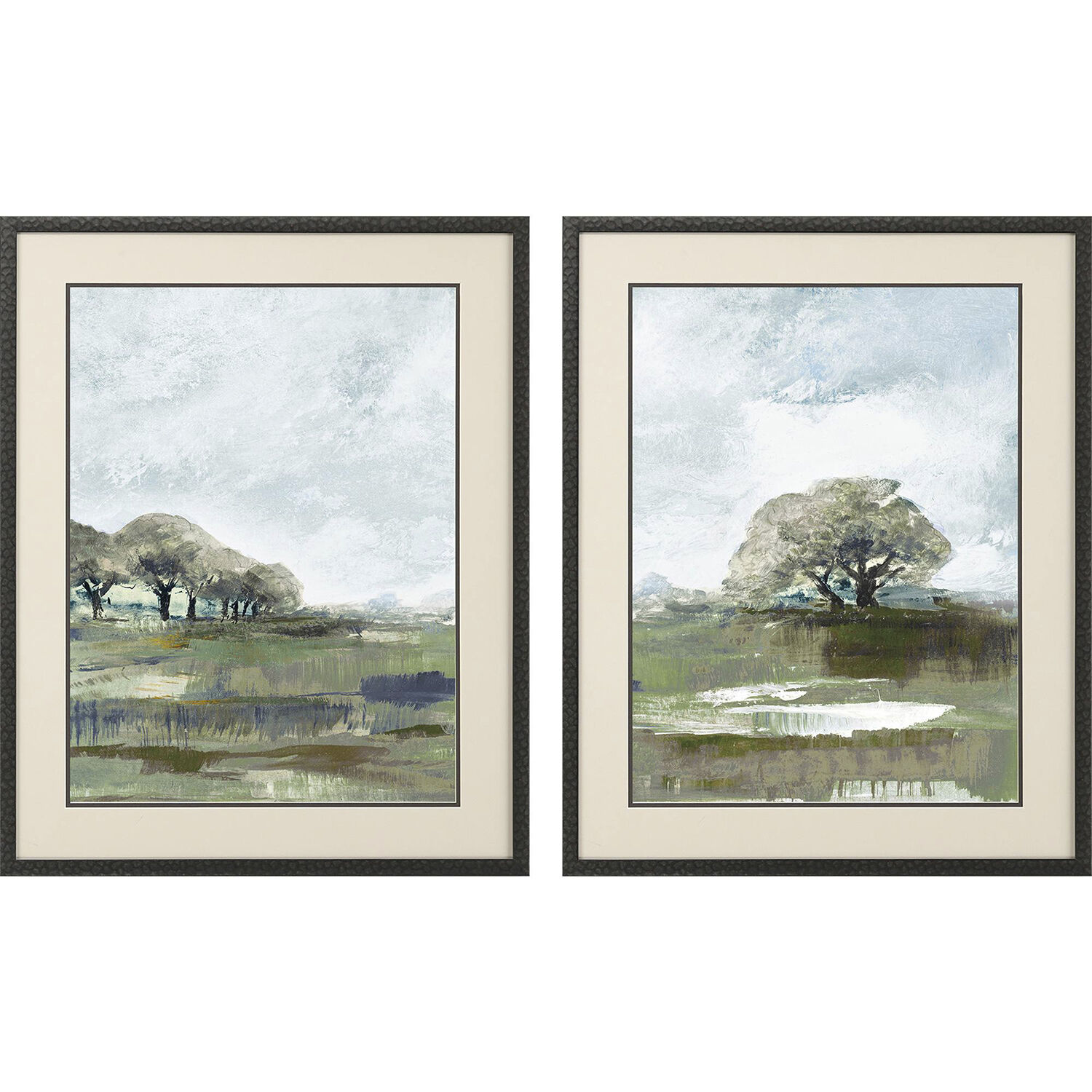 Landscapes Green and Black and Gray and Purple Framed Art