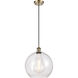 Ballston Athens 1 Light 12 inch Antique Brass Mini Pendant Ceiling Light in Seedy Glass