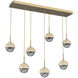 Cabochon LED 46.1 inch Gilded Brass with Travertine Stone Linear Multi-Pendant Ceiling Light in 3000K LED, Smoke