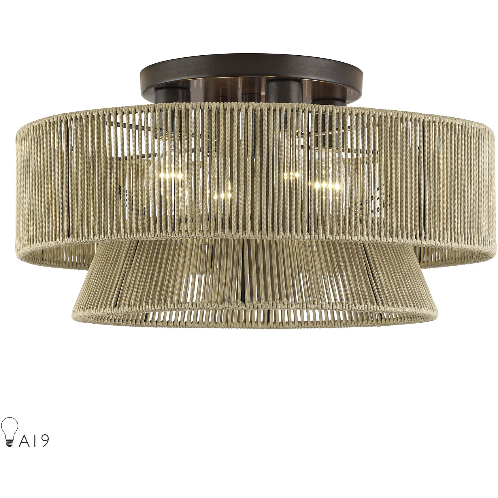 Florell 4 Light 21 inch English Bronze Semi Flush Mount Ceiling Light, Extra Large