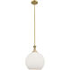 Astor 1 Light 12 inch Brushed Brass Mini Pendant Ceiling Light in Matte White Glass