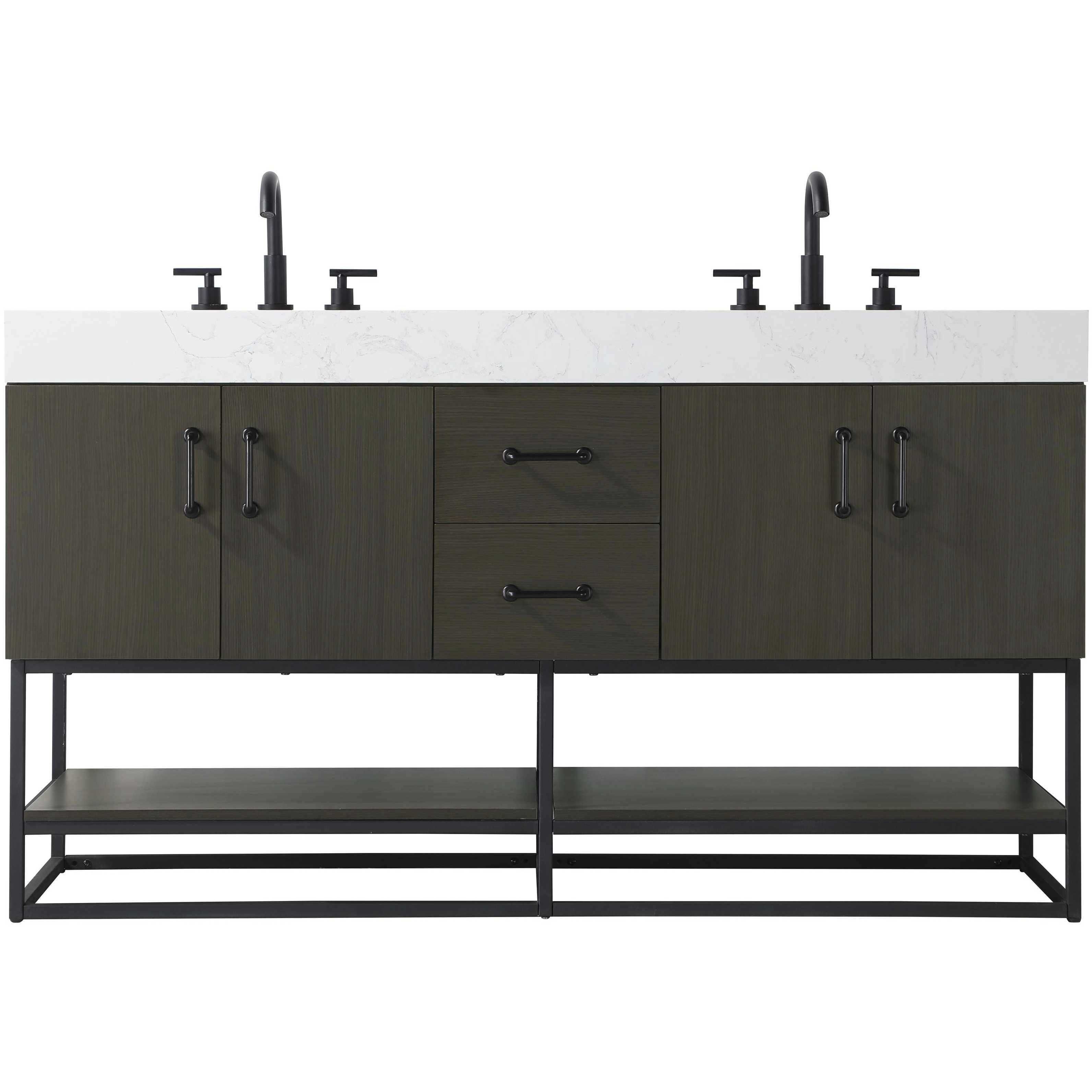 Caroline 60 X 34 inch Mocha Brown Bathroom Vanity Cabinet