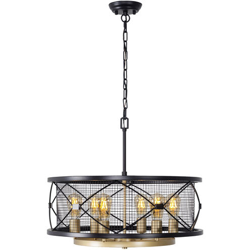 Harlequin 6 Light 23 inch Warm Bronze and Gold Pendant Ceiling Light