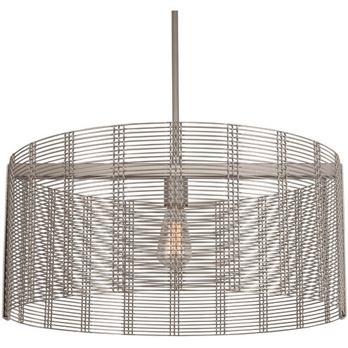Downtown Mesh 1 Light 24 inch Matte Black Chandelier Ceiling Light in White Linen, Drum