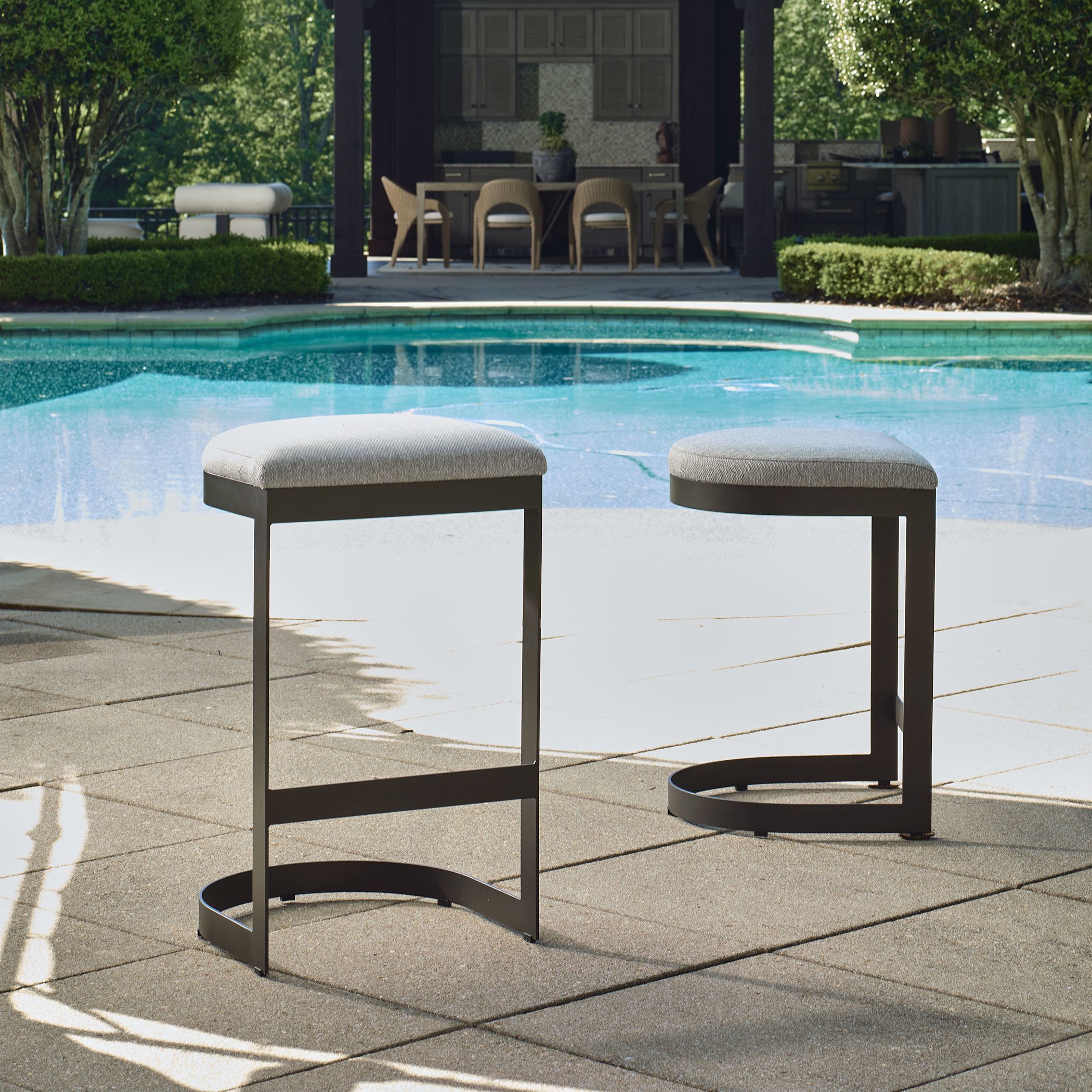 Maude 30 inch Java Black and Taupe Grey Outdoor Bar Stool