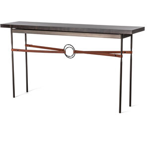 Equus 60 X 14 inch Oil Rubbed Bronze and Sterling Console Table in Oil Rubbed Bronze/Sterling, Chestnut Leather with Maple Espresso, Wood Top