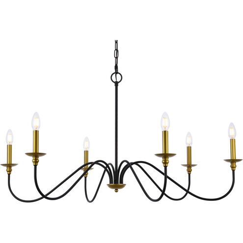 Rohan 6 Light 42 inch Brass and Black Chandelier Ceiling Light