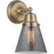 Aditi Cone 1 Light 6.25 inch Brushed Brass Sconce Wall Light in Plated Smoke Glass