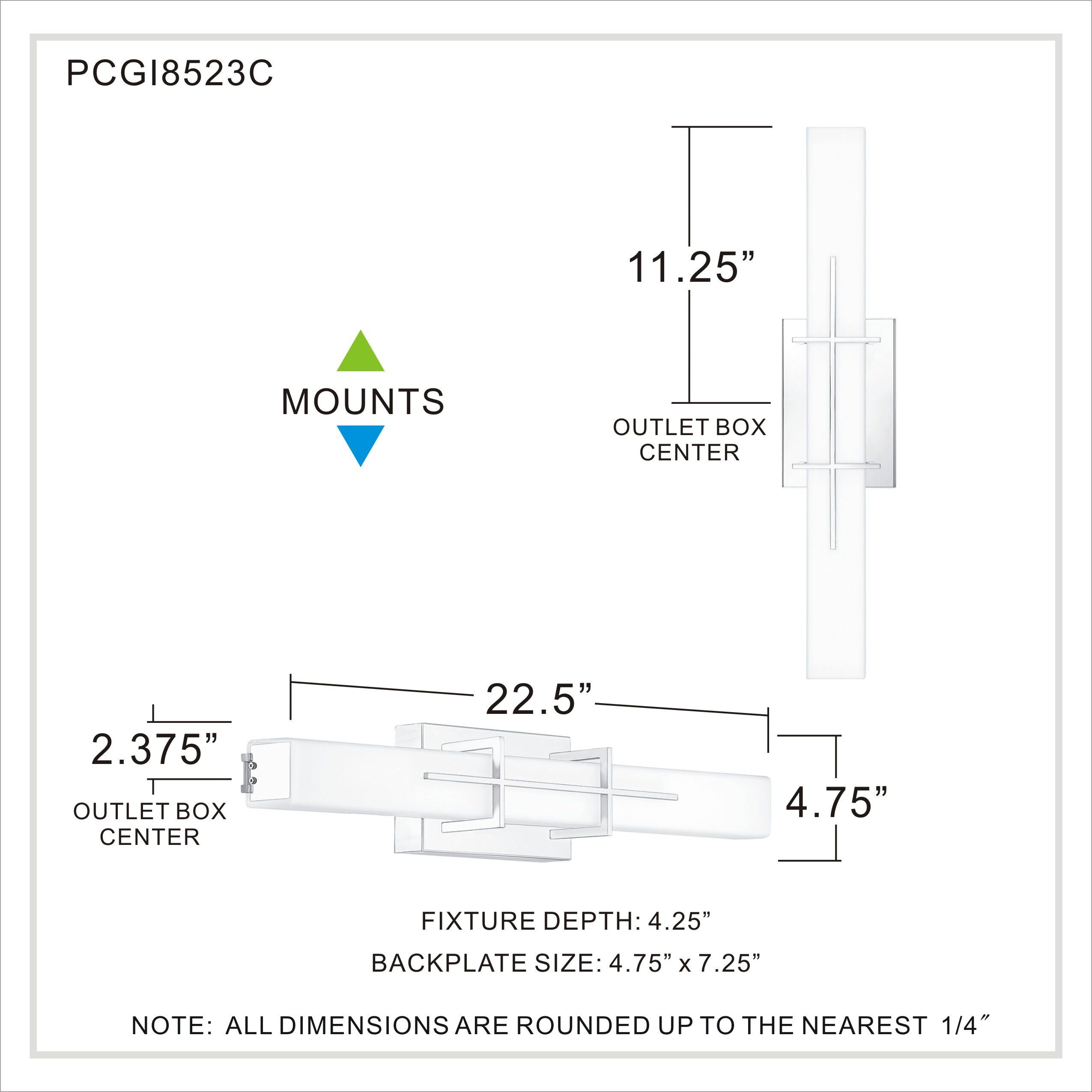 Gemini LED 23 inch Polished Chrome Bath Light Wall Light