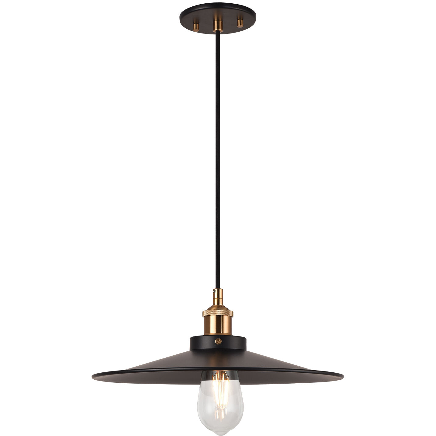 Bulstrode's Workshop 1 Light 14 inch Aged Gold Brass Pendant Ceiling Light in Aged Gold Brass and Black