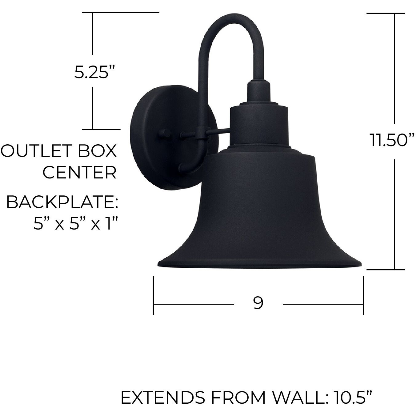 Brock 1 Light 12 inch Black Outdoor Wall Lantern