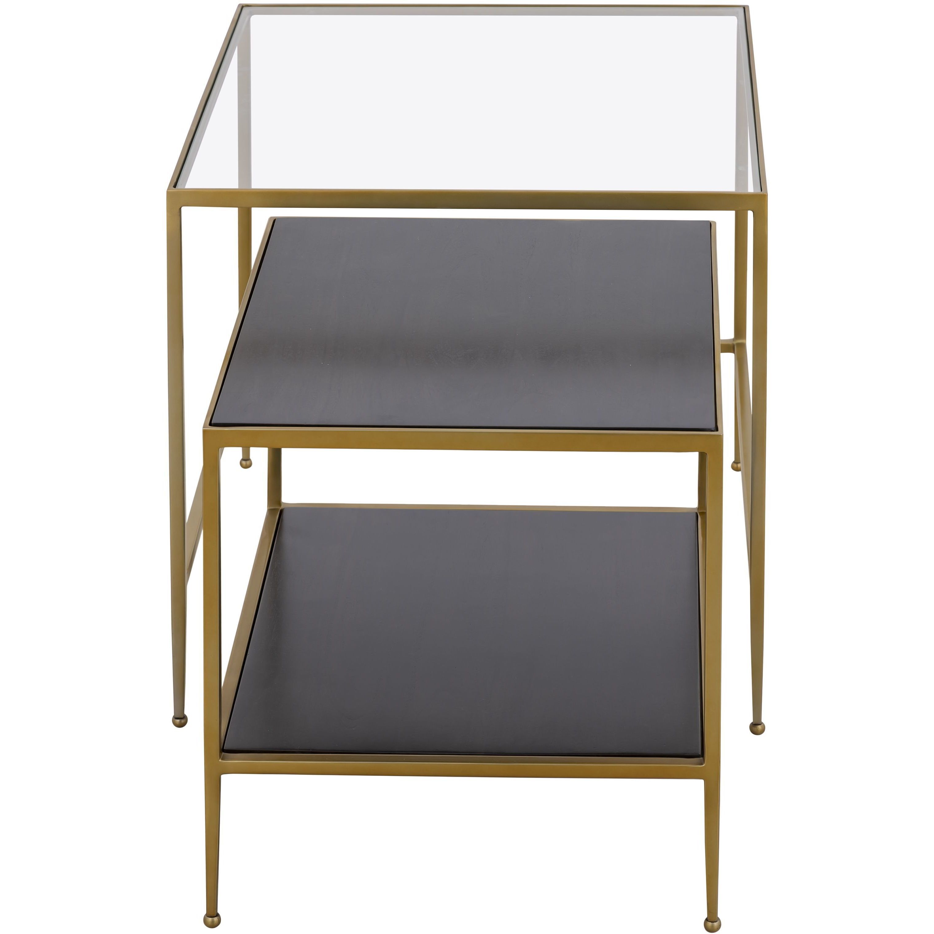 Carrick 26 X 24 inch Dark Brown with Brass and Clear Nesting Table, Set of 2