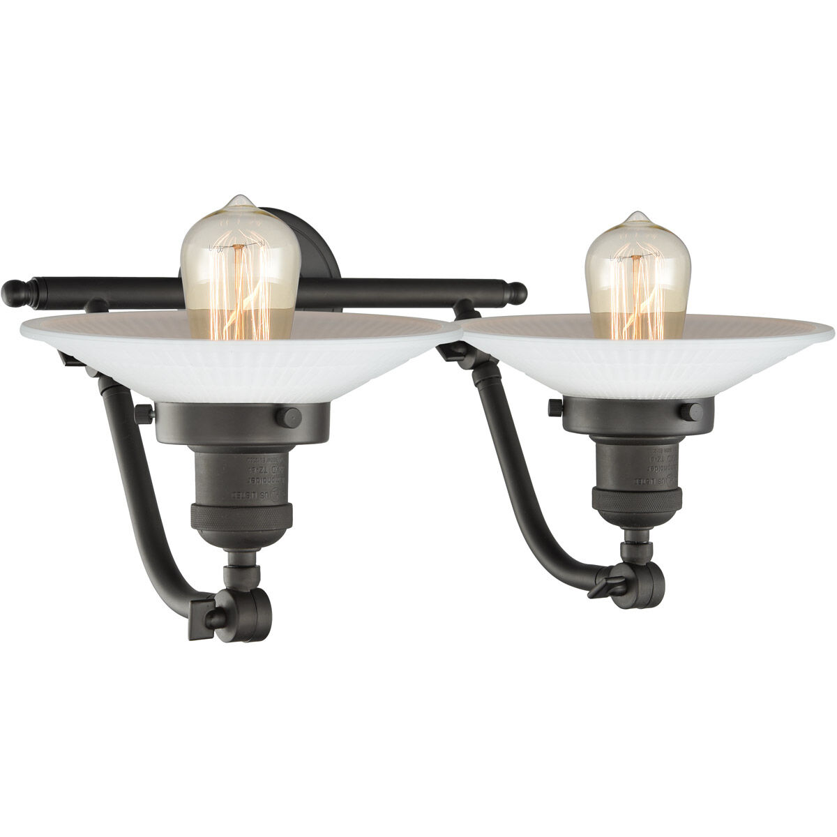 Franklin Restoration Halophane 2 Light 18 inch Oil Rubbed Bronze Bath Vanity Light Wall Light in Matte White Halophane Glass, Franklin Restoration