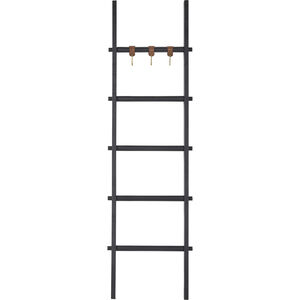 Mareva Black Decorative Ladder For Throws, with PU Leather Accent Hooks