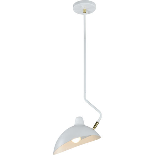 Droid 1 Light 10 inch White/Brushed Gold Pendant Ceiling Light